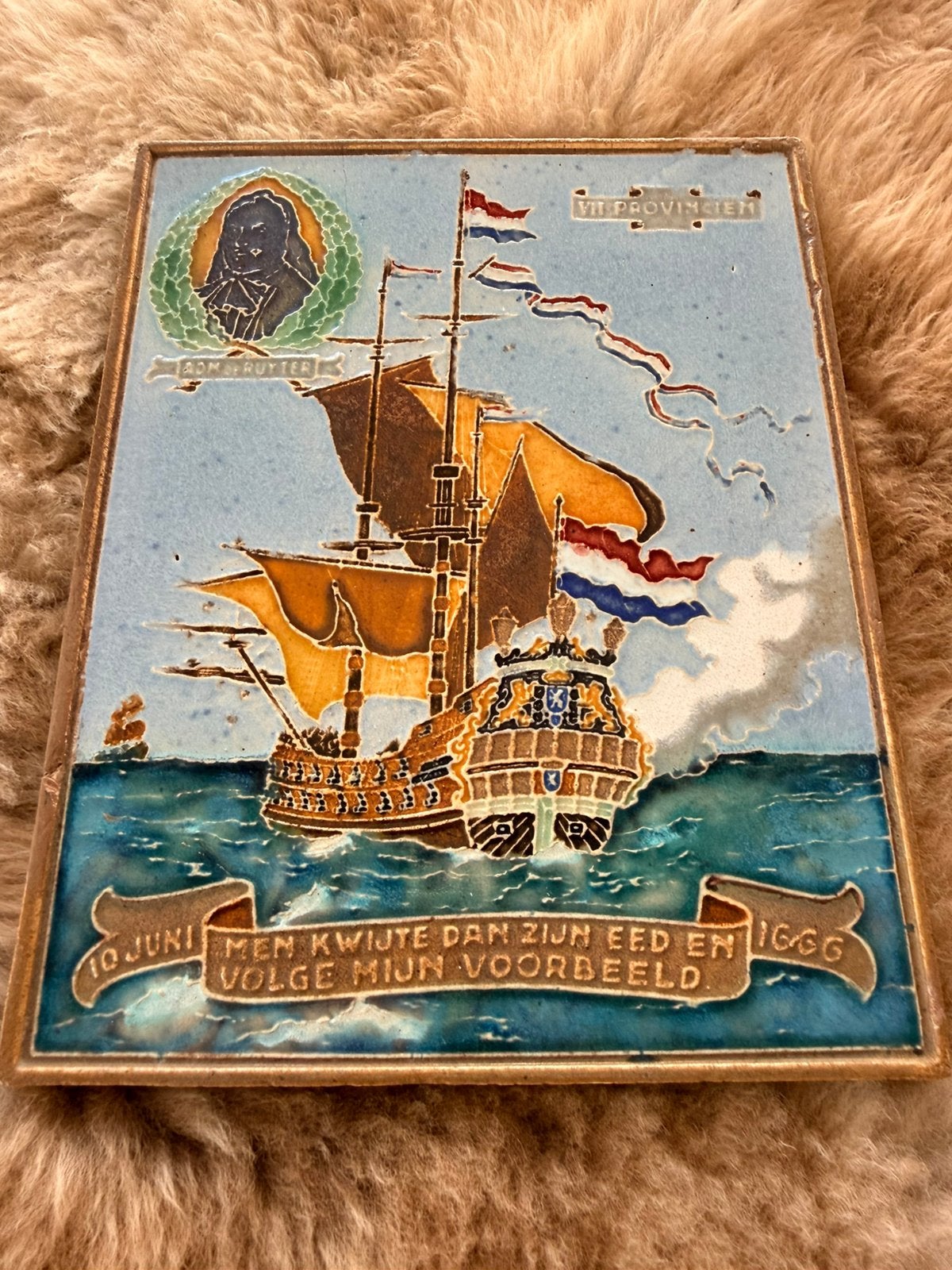 Westraven de zeven provincien het kofschip Cloisonne tegel, Antiek en Kunst, Ophalen