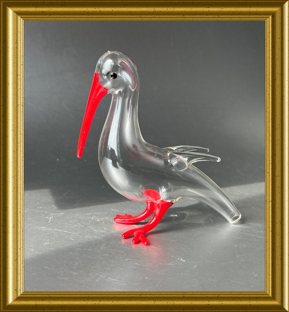 Glazen beeldje/ flesje: vogel, pelikaan, Ophalen of Verzenden