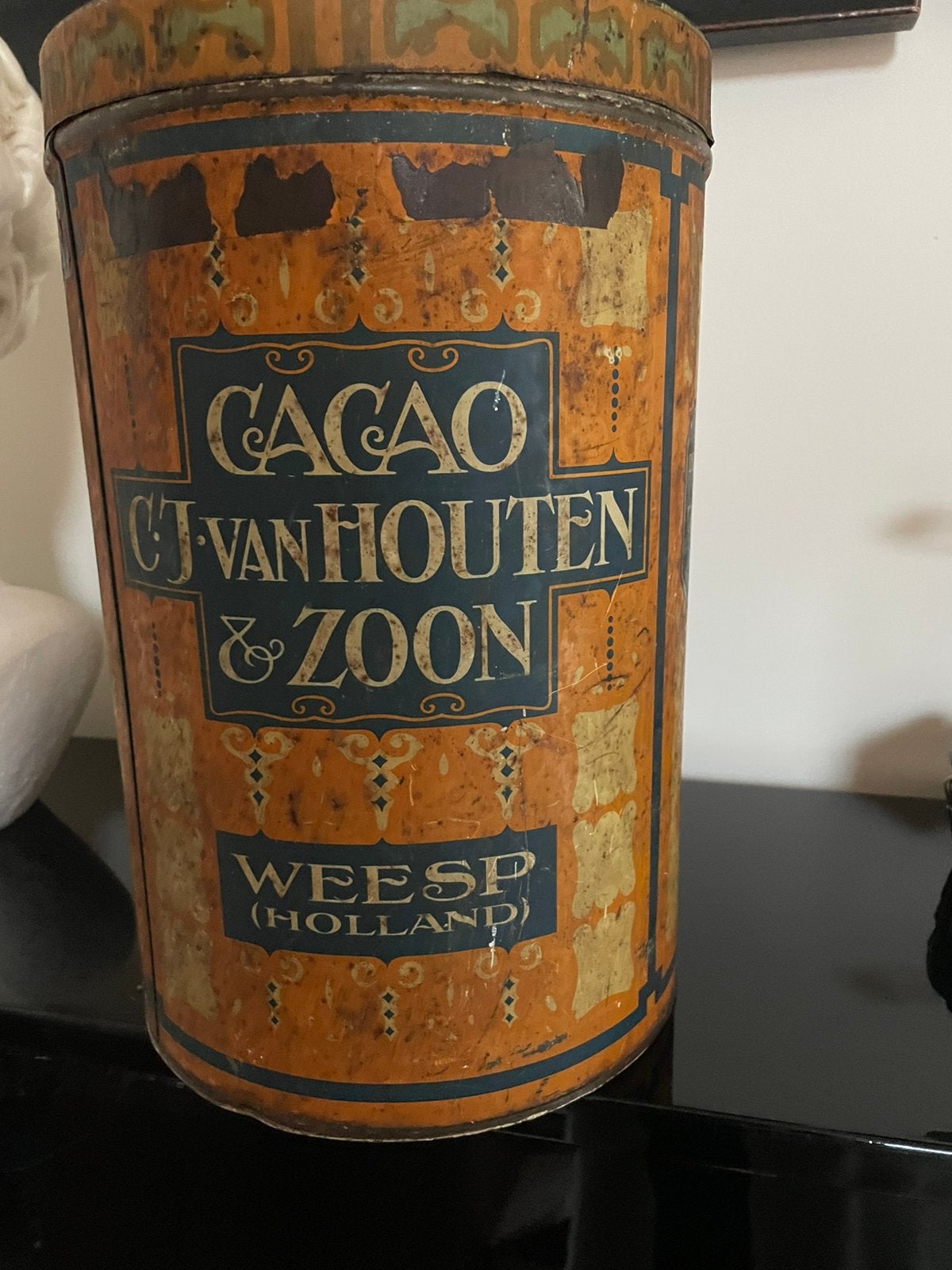 Antieke Cacao Van Houten & Zoon Blik - Weesp (Holland), Ophalen of Verzenden