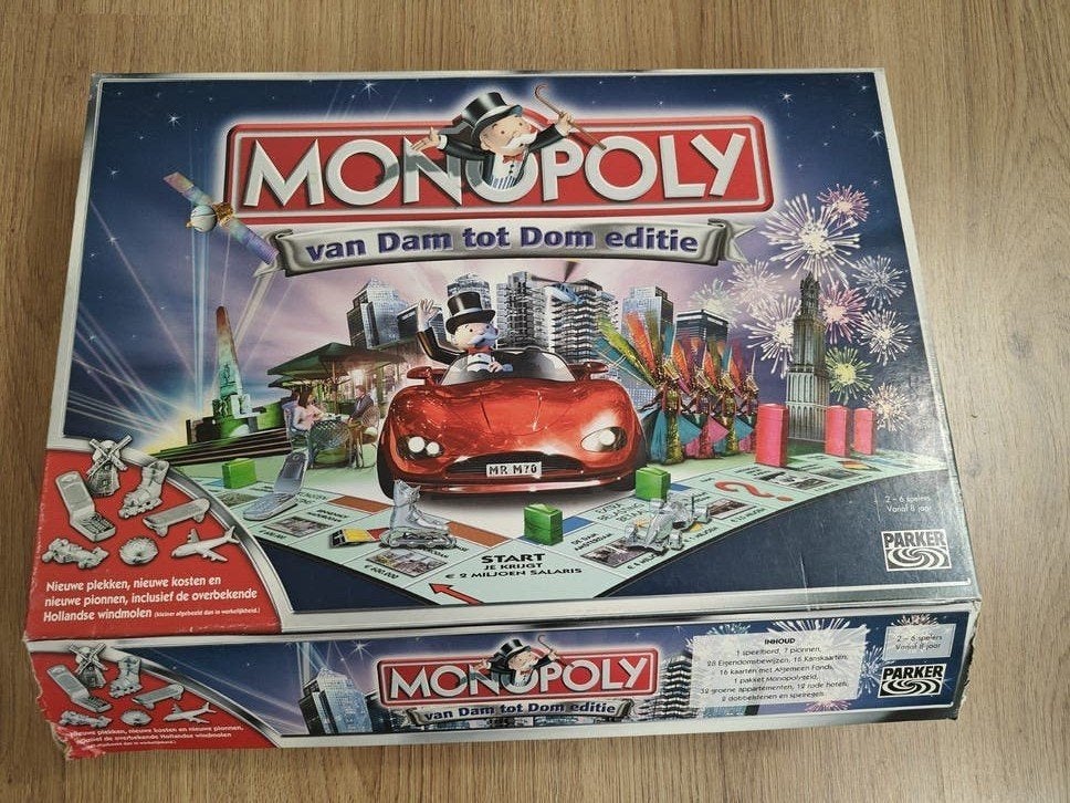 Monopoly van Dam tot Dom editie - Nederlands bordspel, Parker, Gebruikt, Vijf spelers of meer, Ophalen of Verzenden