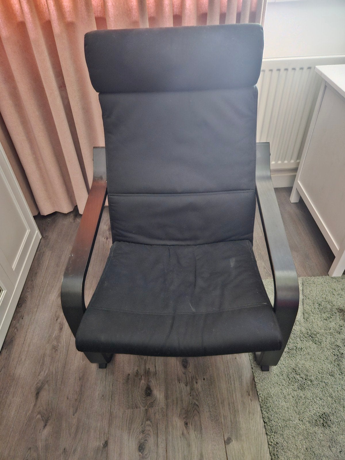 Comfortabele zwarte fauteuil met uitwasbare hoes, Huis en Inrichting, Stoelen, Ophalen, Gebruikt, Zwart, Eén