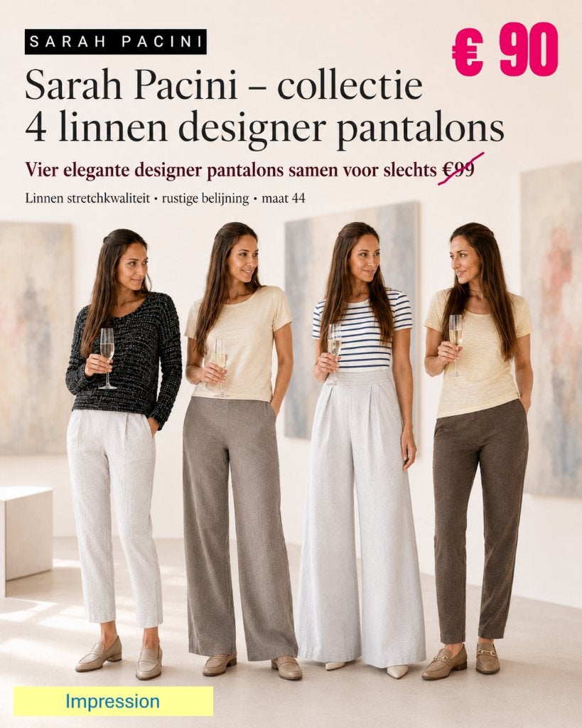 Sarah Pacini – 4 linnen designer pantalons - maat 44, Kleding | Dames, Meerkleurig, Sarah Pacini, Maat 42/44 (L), Ophalen of Verzenden