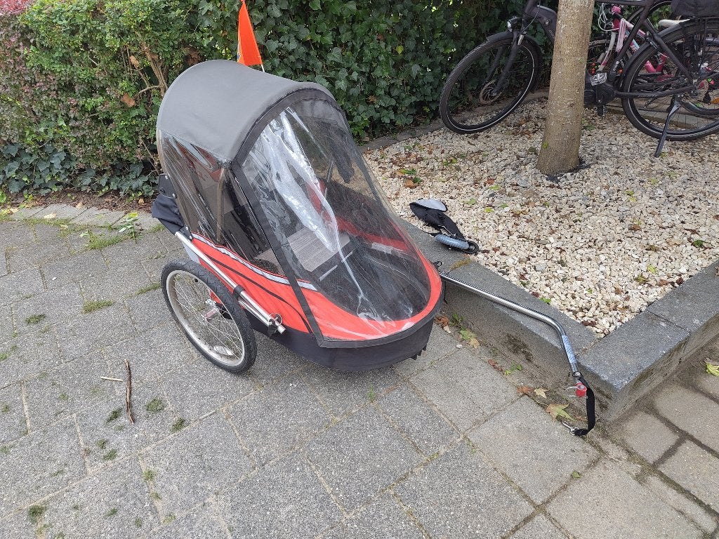 Wike grote fietskar voor twee kinderen, Ophalen, Opvouwbaar, Zo goed als nieuw, Kinderkar