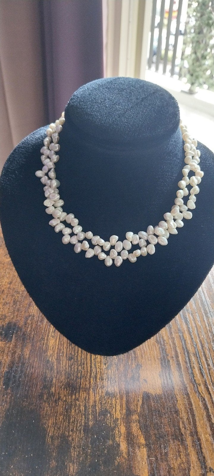 parel ketting met zilver slot, Sieraden, Tassen en Uiterlijk, Antieke sieraden, Ophalen, Zilver, Ketting