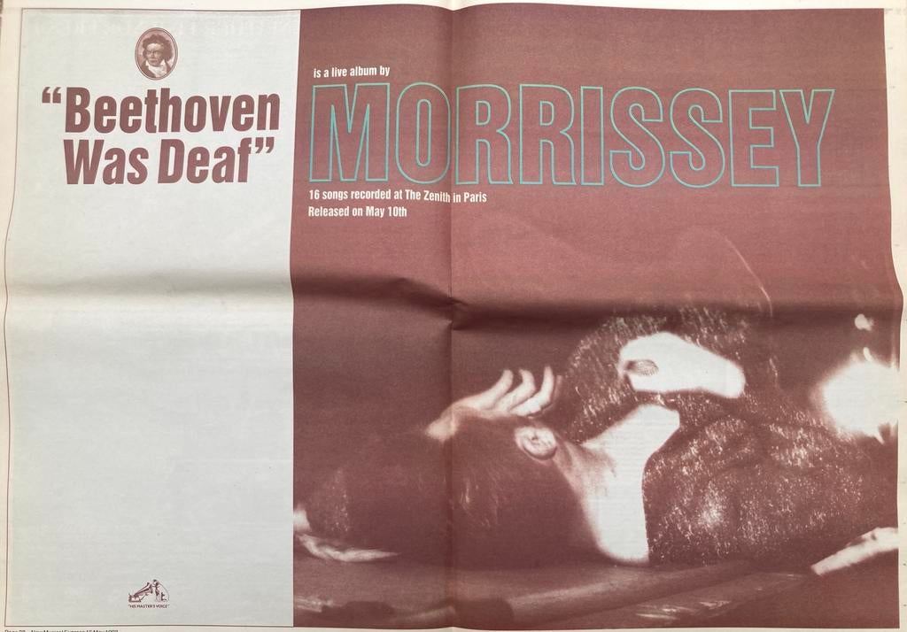 Paginagrote A2 advertentie MORRISSEY Beethoven Deaf release, Ophalen of Verzenden, Zo goed als nieuw