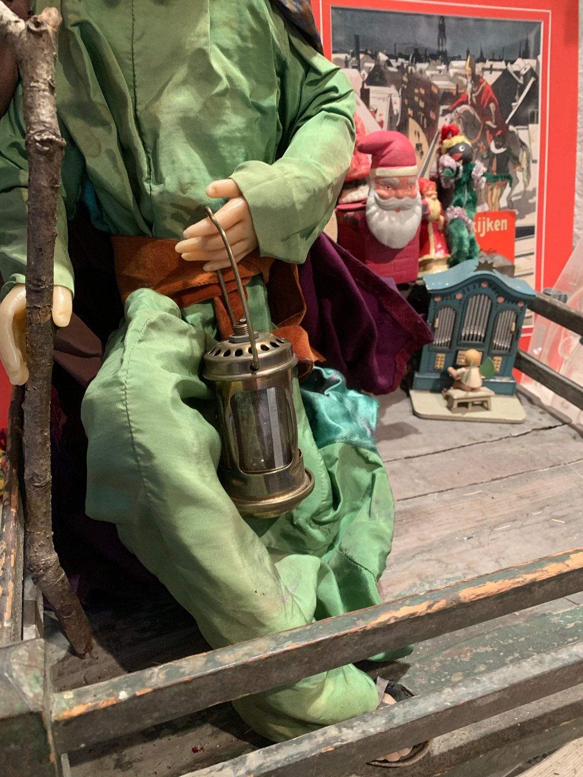 Grote  antieke Jozef beeld in wax - Kerststal decoratie, Ophalen of Verzenden