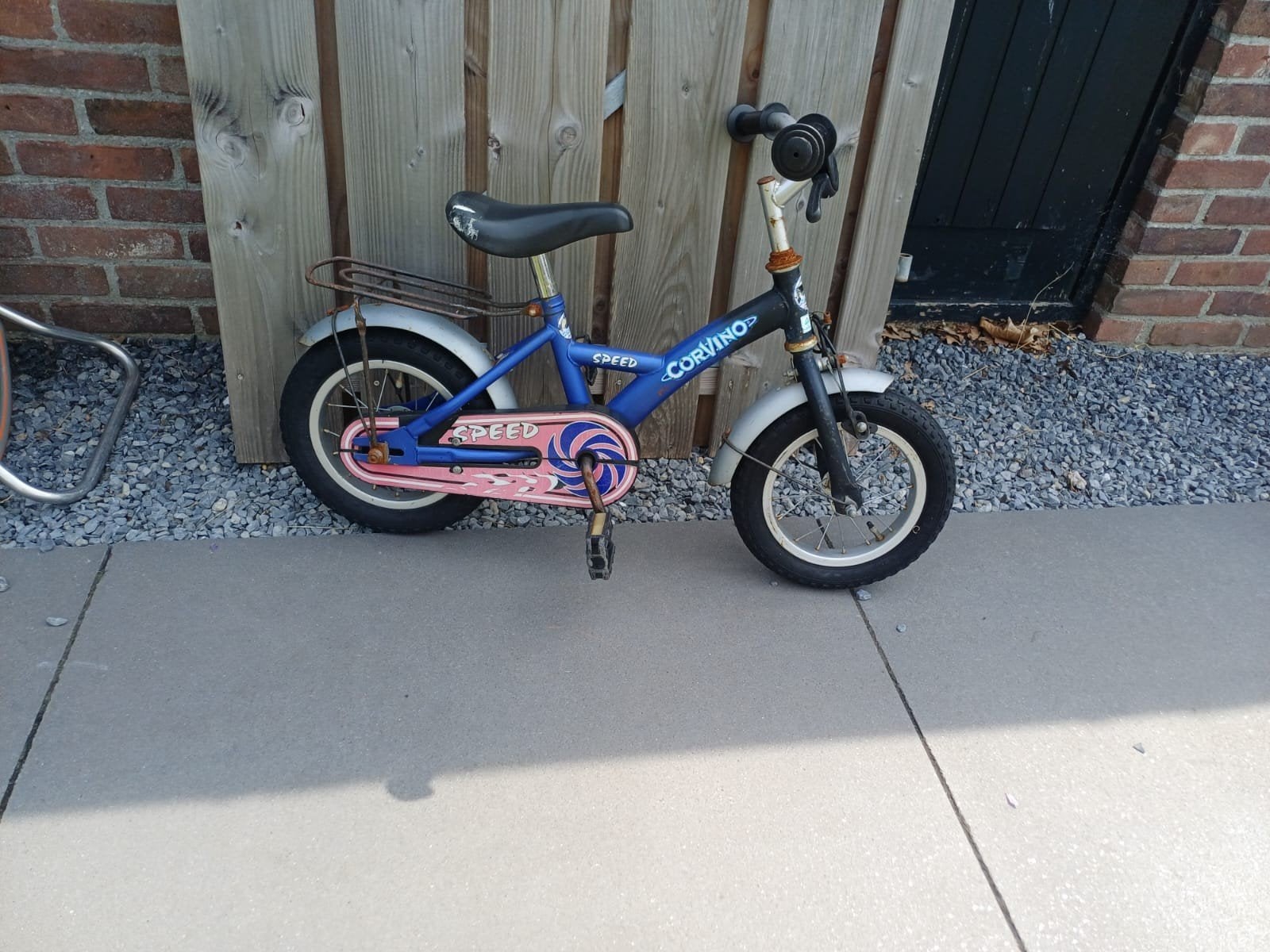Corvino kinderfiets - Blauw/Roze - Gebruikt, Ophalen, Terugtraprem, Gebruikt, Corvino