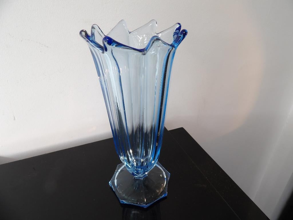 Art Deco hoge Vaas Inwald, Blauw, Antiek en Kunst, Antiek | Vazen, Ophalen of Verzenden