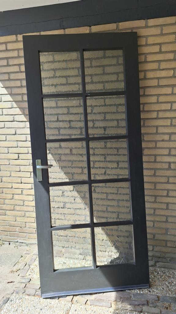 Hardhouten binnendeur met glas - Zwart/Antraciet 87x201cm, Ophalen, Gebruikt, 80 tot 100 cm, Binnendeur