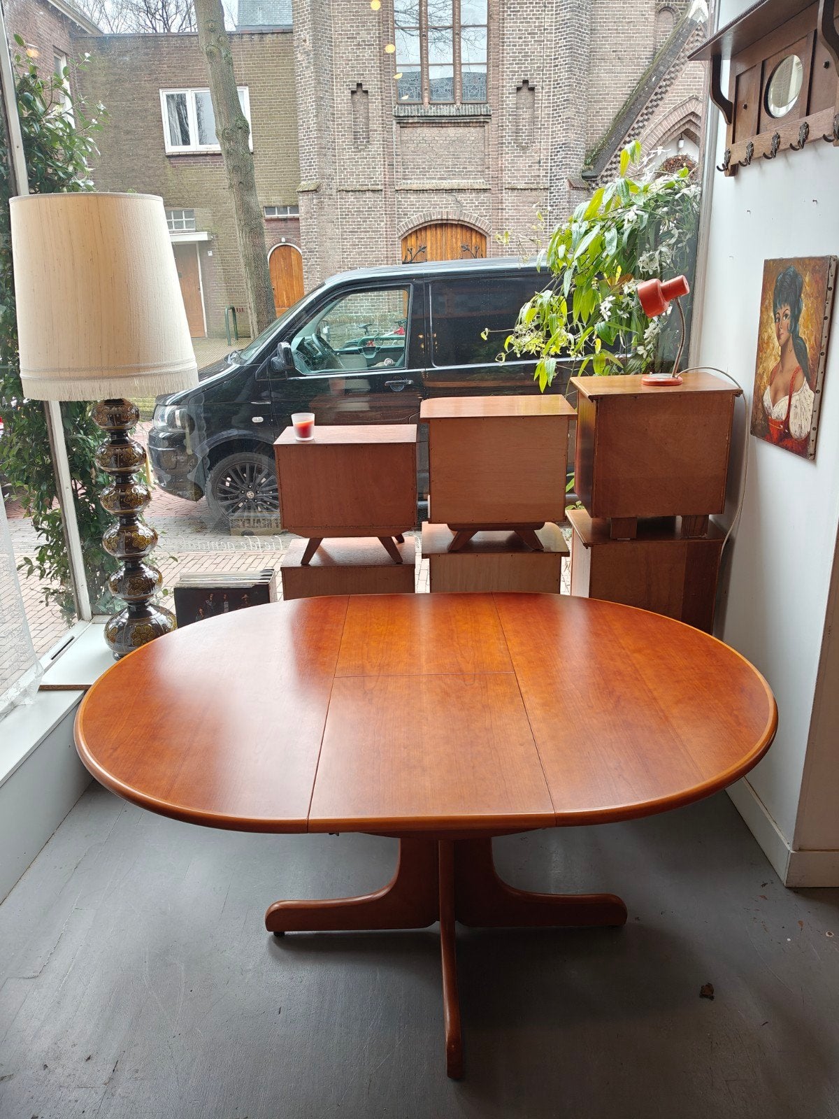 Uitschuifbare eettafel rond/ovaal, Huis en Inrichting, Zo goed als nieuw, Vijf personen of meer, Hoofdstraat 70 Terborg, Kersenhout