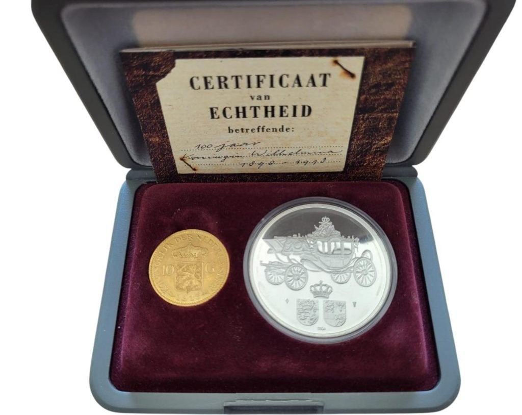 Nederland gouden tientje 1913 Wilhelmina inclusief doosje, Ophalen of Verzenden, Koningin Wilhelmina, Losse munt, Zilver