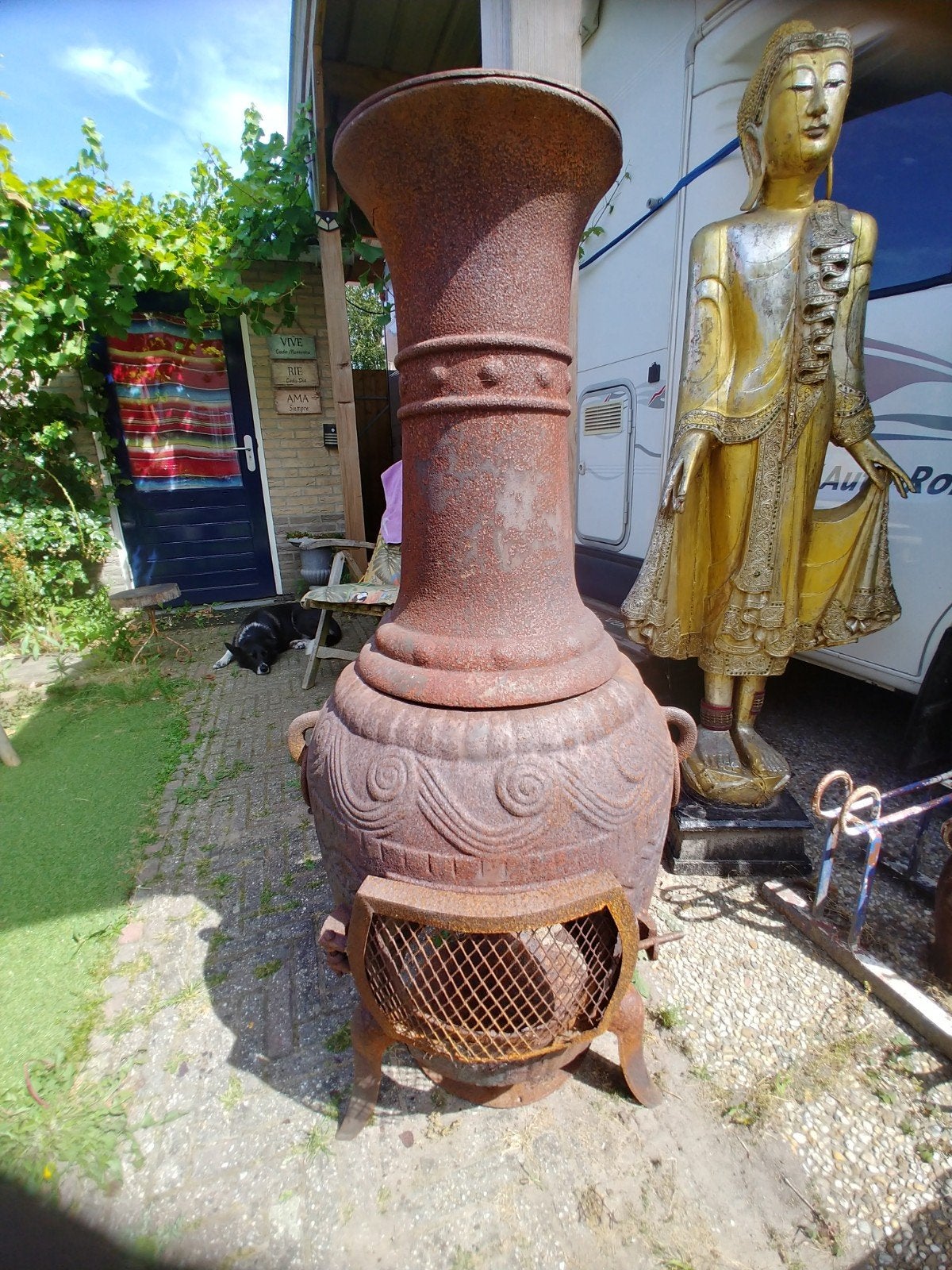 Gietijzeren Vuurton / Terrashaard, Tuin en Terras, Vuurkorven, Ophalen, Gebruikt, Vuurton