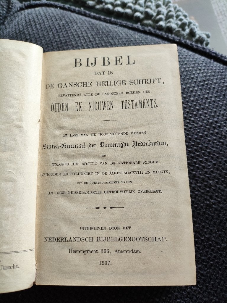 Bijbel uit 1907, Boeken, Godsdienst en Theologie, Ophalen of Verzenden, Zo goed als nieuw
