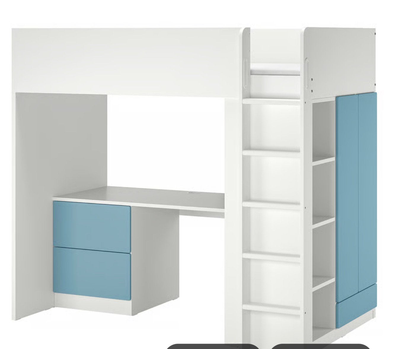 IKEA hoogslaper met bureau en opbergruimte, Ophalen, Hoogslaper, Eenpersoons, 210 cm