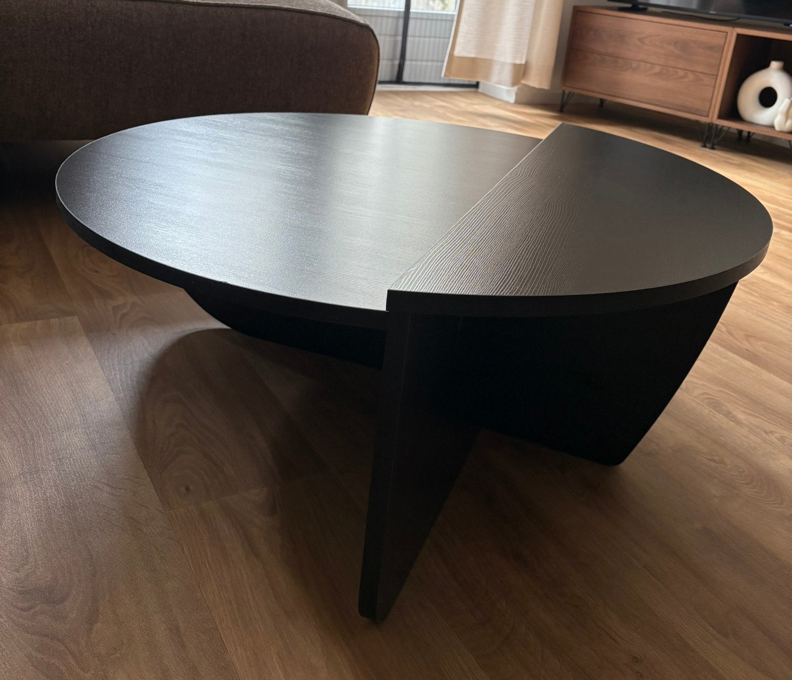 Zwarte ronde salontafel, Ophalen, Gebruikt, Rond, 50 tot 100 cm