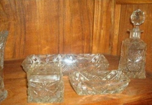 Antiek Waaier Ruit Kristal set, Ophalen of Verzenden