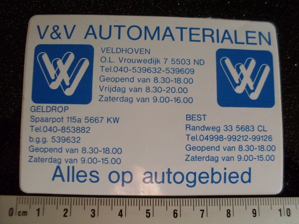 sticker V&V automaterialen veldhoven geldrop best logo VV, Verzamelen, Verzenden, Zo goed als nieuw, Bedrijf of Vereniging