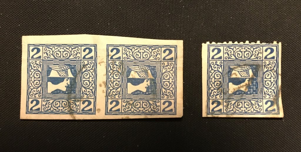 Oostenrijk Mercurius 1908 postzegel 2 paartje ongetand, Ophalen of Verzenden