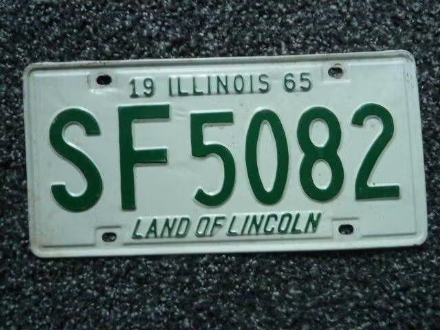 Kentekenplaat licenseplate Illinois 1965 no. 2 USA, Verzenden, Gebruikt, Auto's