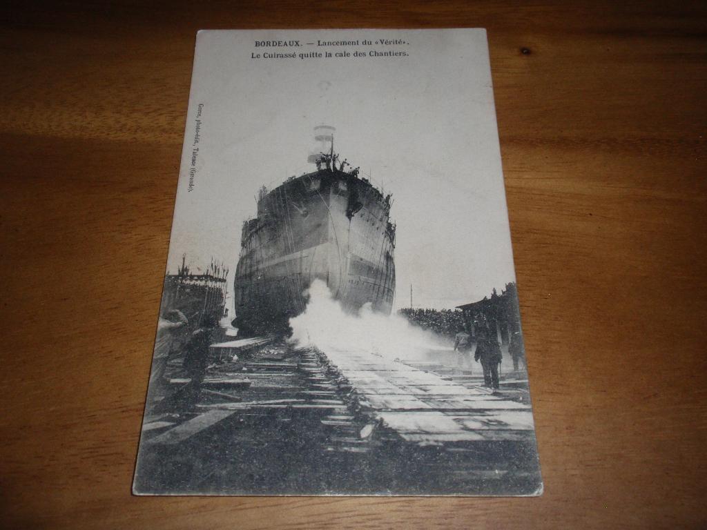 Marine Frankrijk Tewaterlating Kruiser Schip Scheepvaart, Verzamelen, Verzenden, Voor 1920, Gelopen, Voertuig