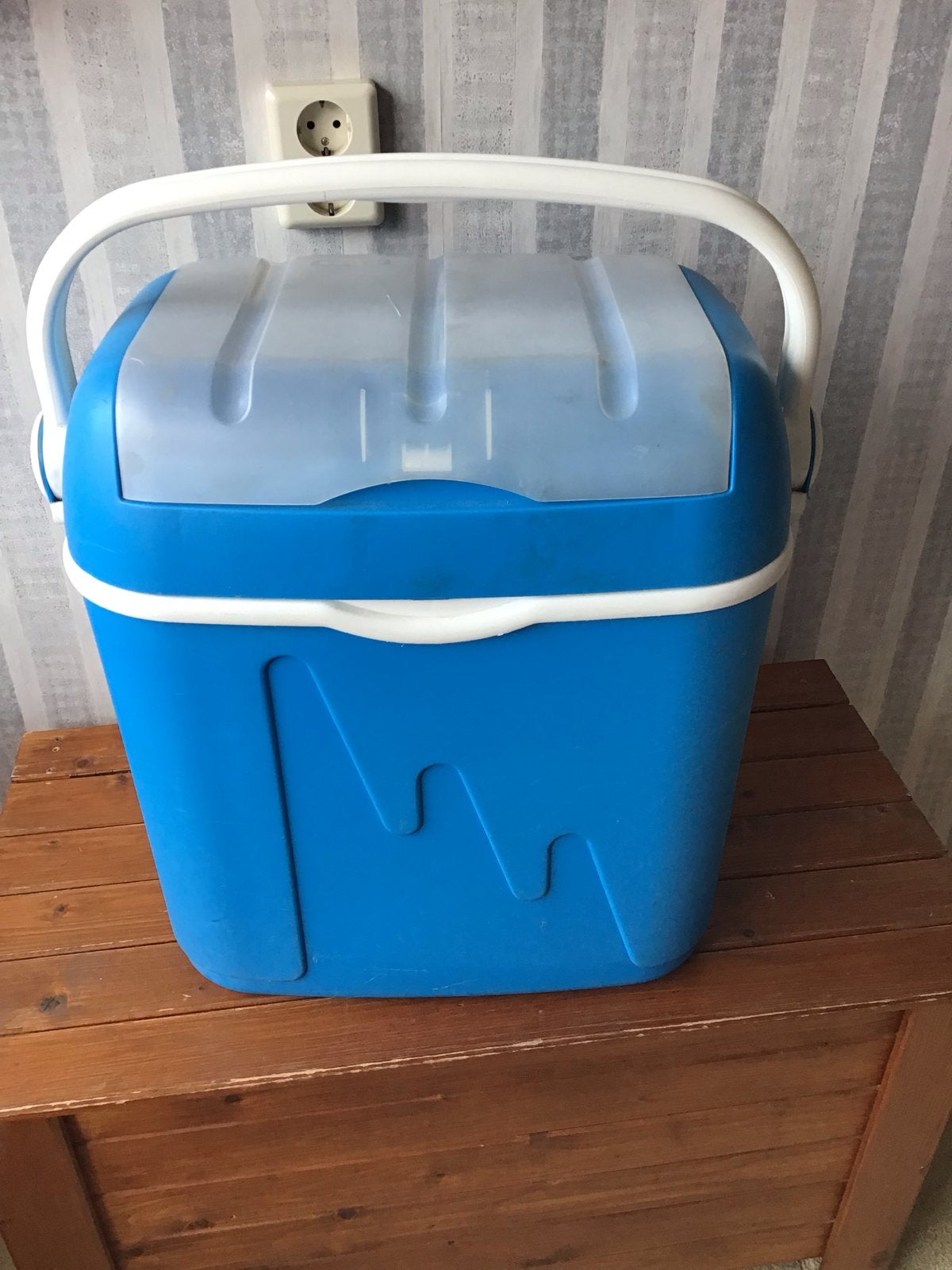 Blauwe koelbox met handvat 32 liter - Ideaal voor picknicks, Ophalen of Verzenden, Gebruikt, Koelbox, Koelelement
