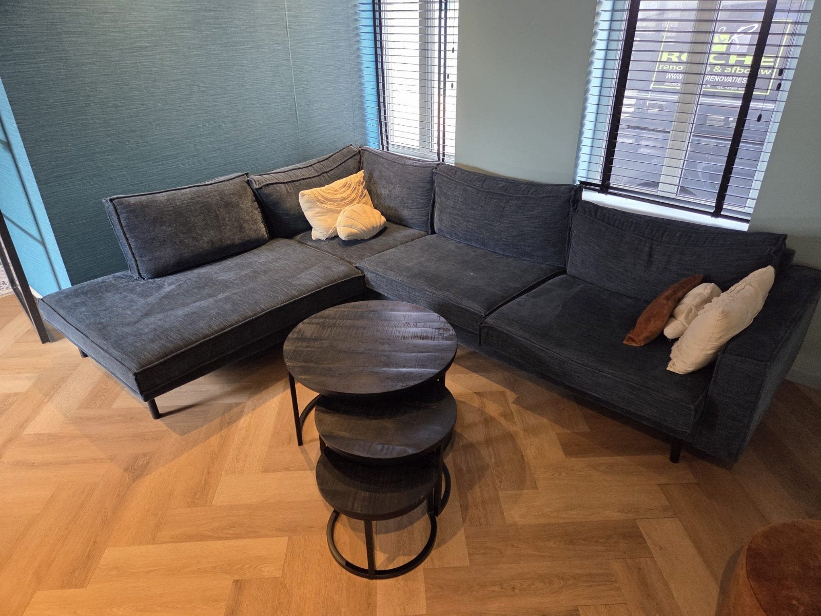 Nous Living Hoekbank Links Lexington Donkerblauw, Ophalen, 250 tot 300 cm, Gebruikt, Hoekbank