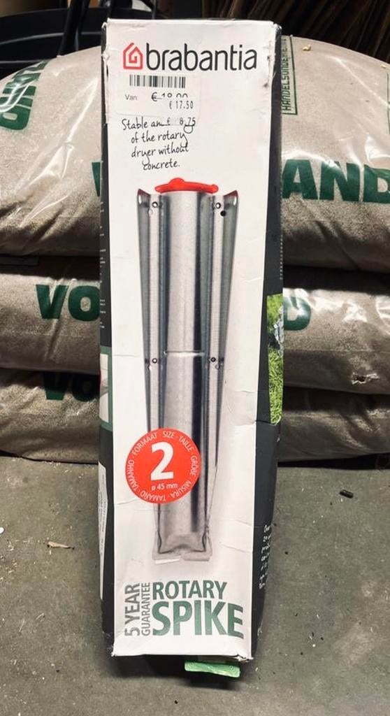 Brabantia Metalen Grondanker voor droogmolen Ø 45 mm - Nieuw, Tuin en Terras, Droogmolens en Wasrekken, Ophalen of Verzenden, Nieuw