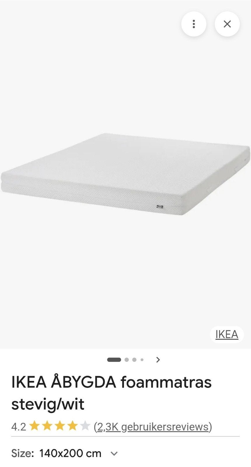 Abygda foammatras 140 x 200 cm zgan, Ophalen, Tweepersoons, 140 cm, Zo goed als nieuw