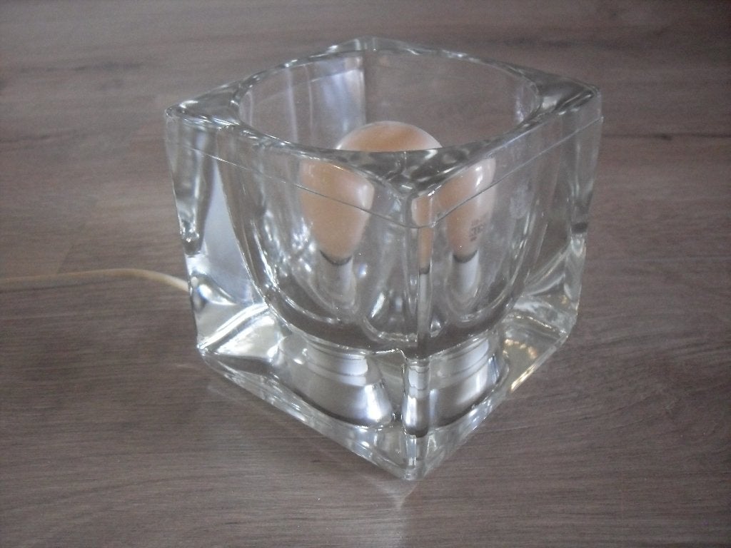 peill & putzler kubus tafellamp, Vintage, Ophalen of Verzenden, Minder dan 50 cm, Glas