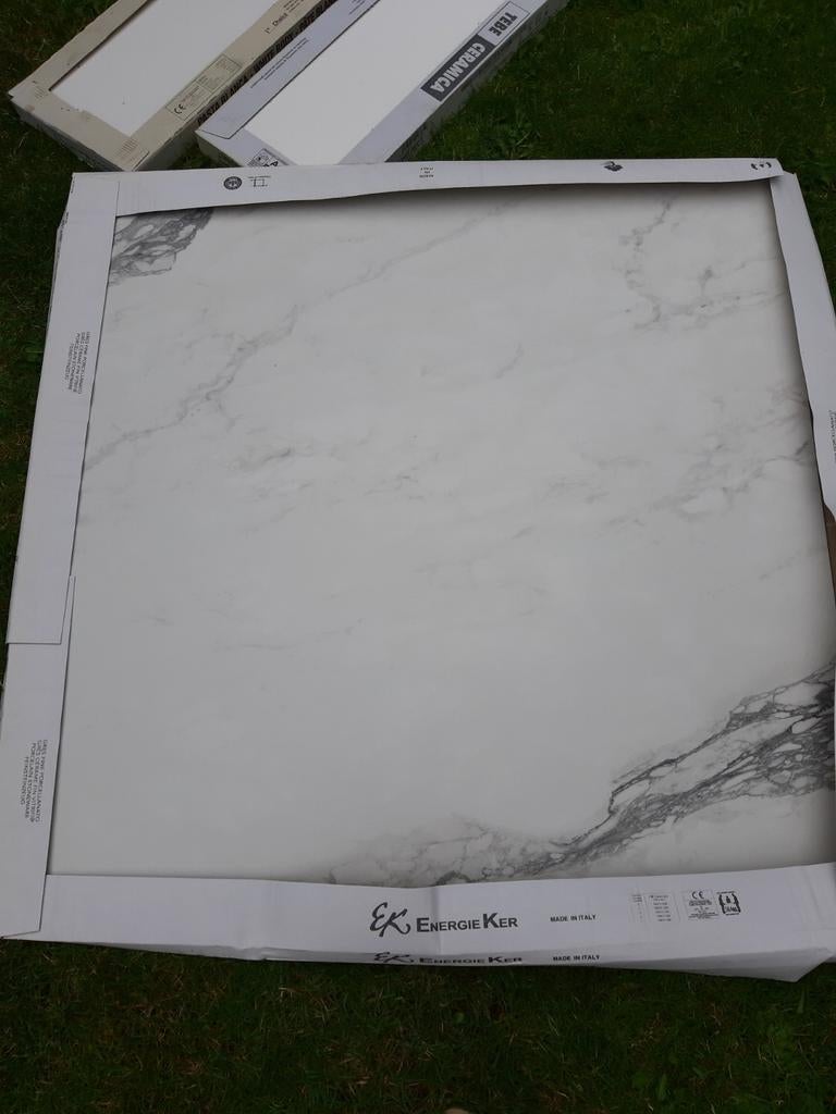 1 Marmerlook vloertegel 120X120 cm mat wit grijs, Doe-het-zelf en Verbouw, Ophalen, 60 cm of meer, Nieuw, Minder dan 5 m²