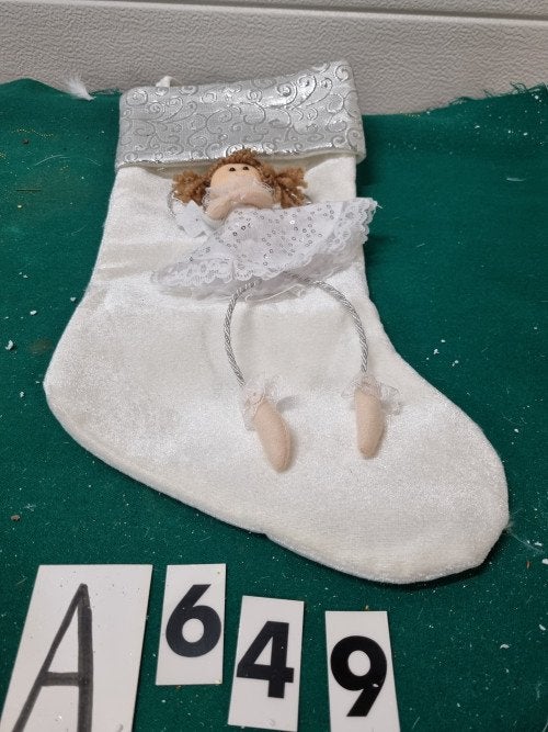 Kerst sok wit met engel , [a649], Ophalen of Verzenden, 'T Olde Gre-j, Info@toldegrej.nl, Endepoelstraat 20f Didam
