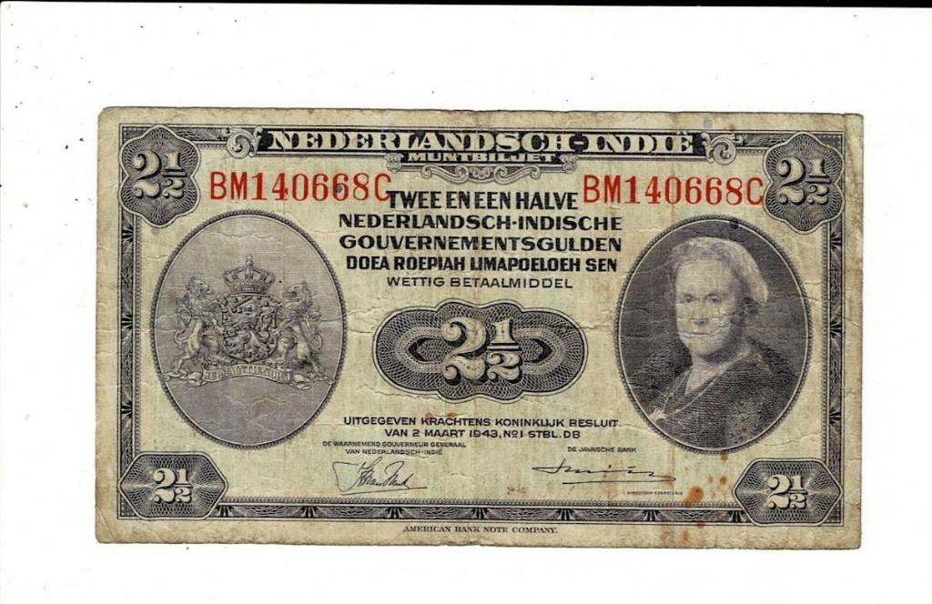 Nederlandsch Indië 2 1/2 gulden 1943, Verzenden