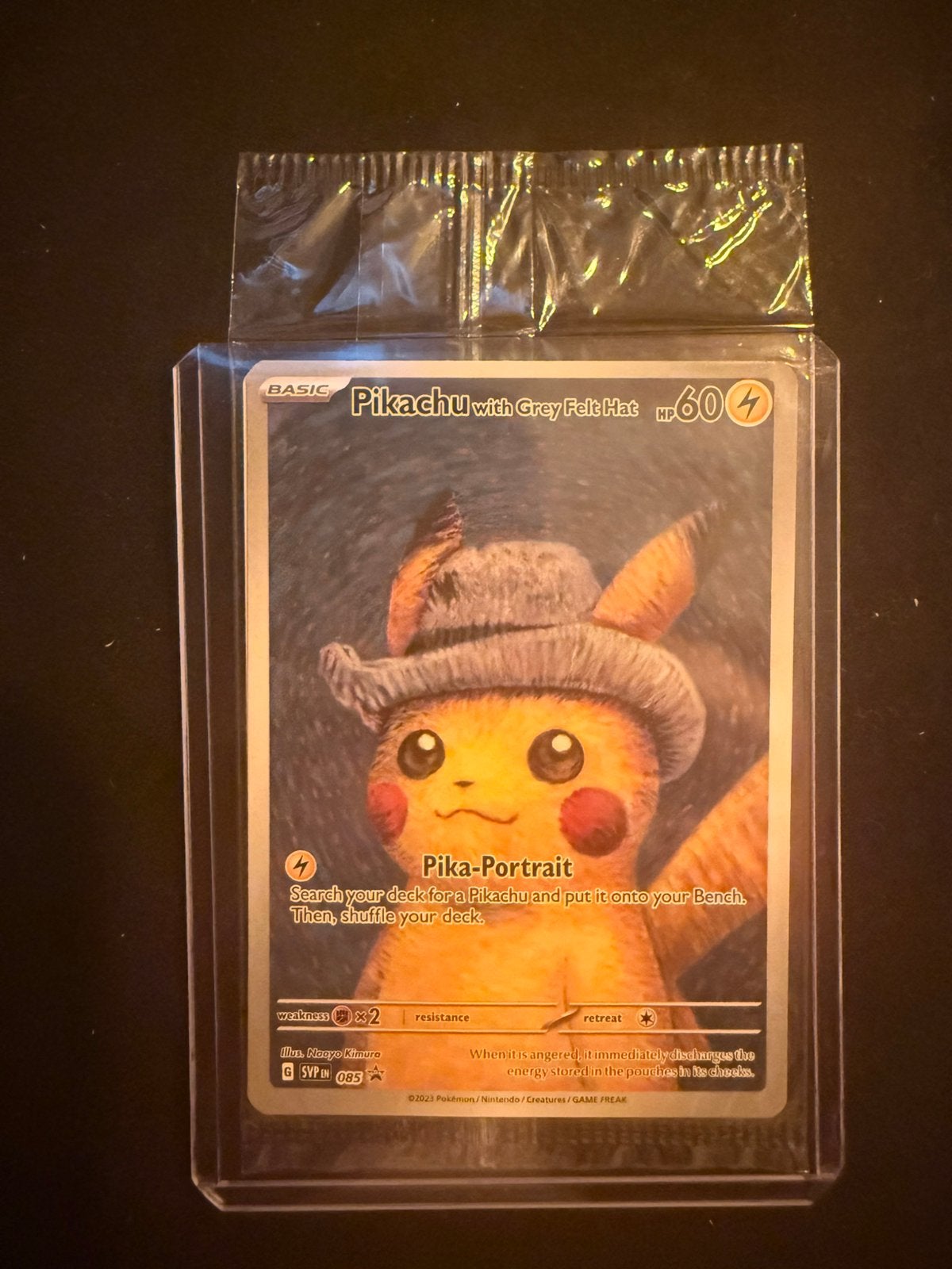 Pikachu 085 grey felt hat van gogh sealed 1, Ophalen of Verzenden, Zo goed als nieuw