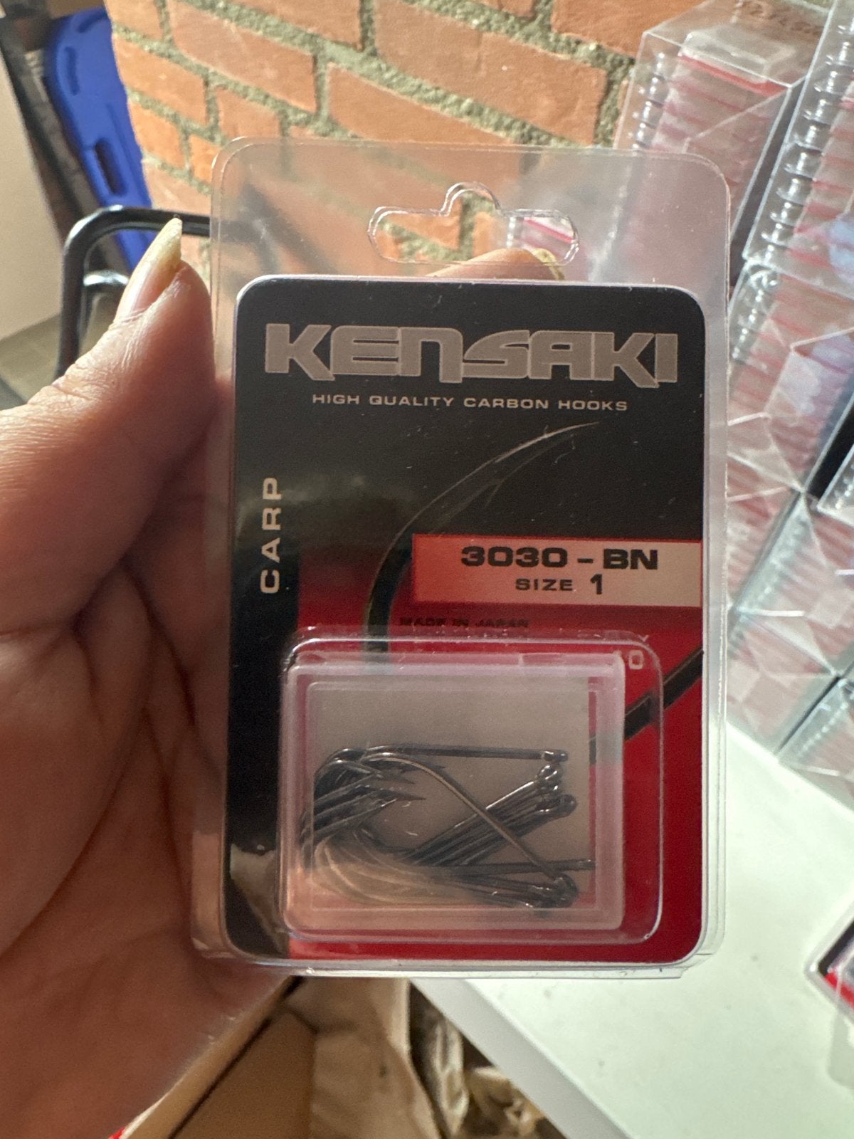 Kensaki Carbon Karper Vishaakjes Maat 1 - Hoge Kwaliteit, Ophalen of Verzenden, Nieuw, Haak
