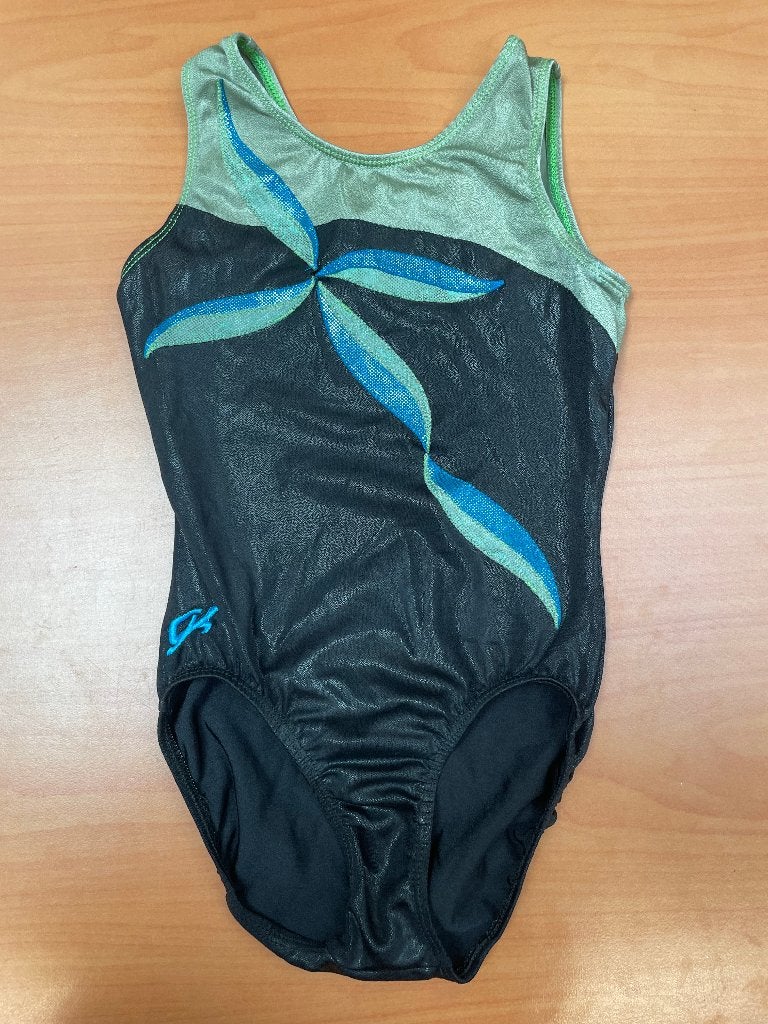 GK turnpakje zwart/groen/blauw – maat XXS – 40 x 23 cm, Sport en Fitness, Turnen, Gebruikt, Meerkleurig, Ophalen of Verzenden
