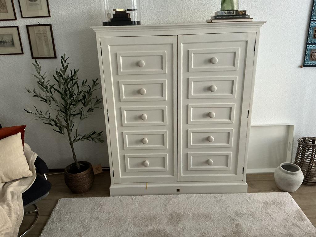 Rivièra Maison witte Kast- landelijke stijl, Ophalen, Gebruikt, 100 tot 150 cm, 25 tot 50 cm