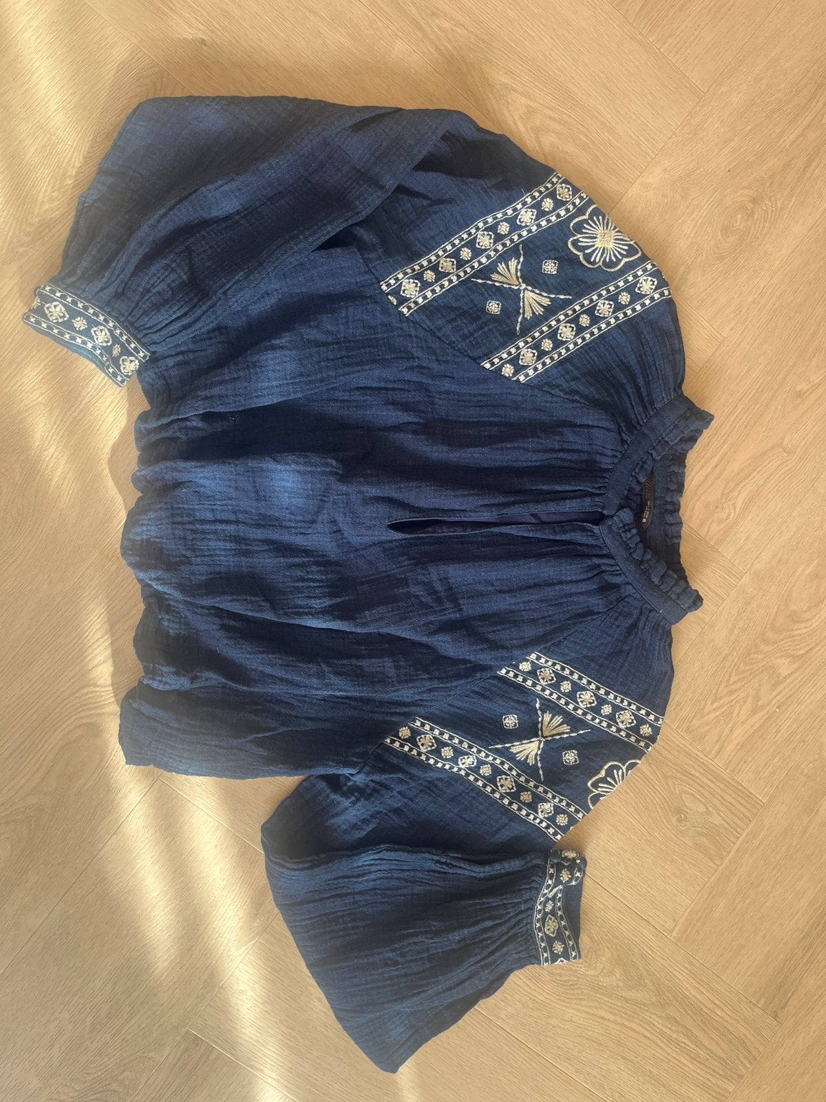 Zara zomer blouse met details maat S, Ophalen, Zo goed als nieuw, Maat 36 (S), Blauw
