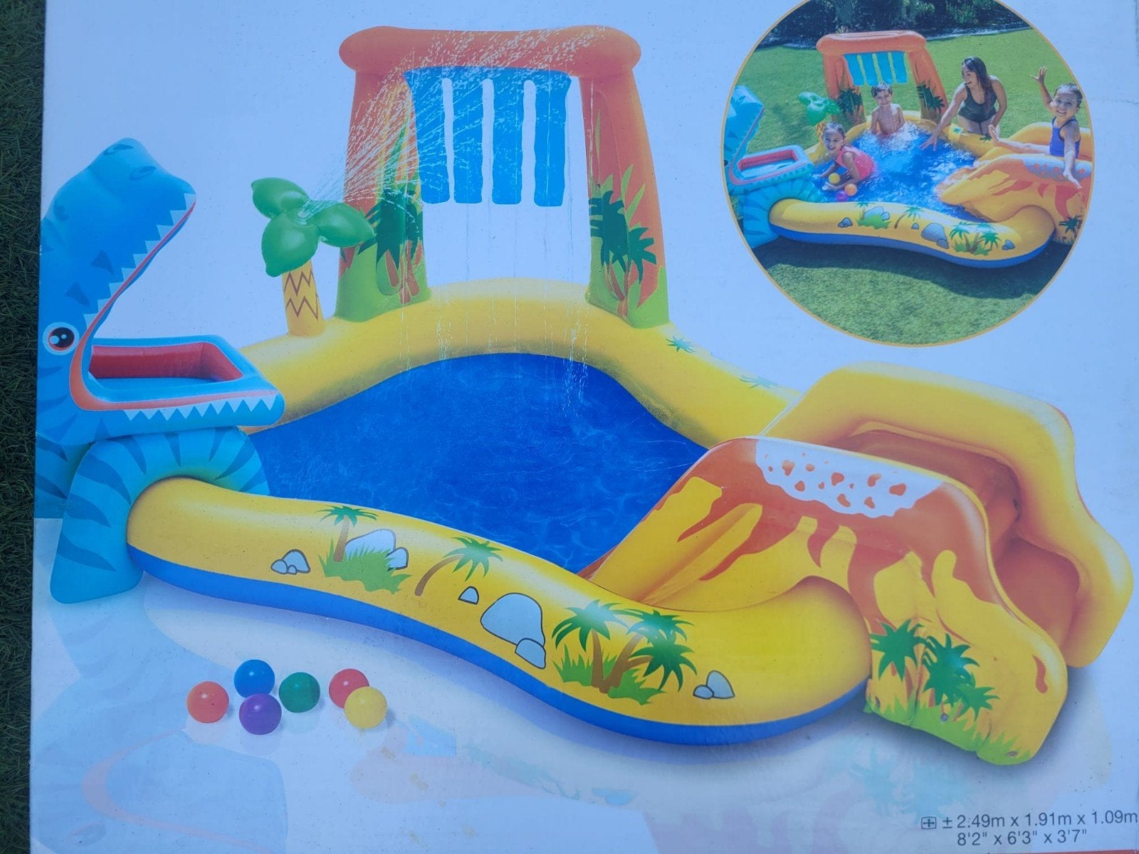 Intex Dinoland Speelzwembad met glijbaan en ballen, Ophalen of Verzenden, Zo goed als nieuw