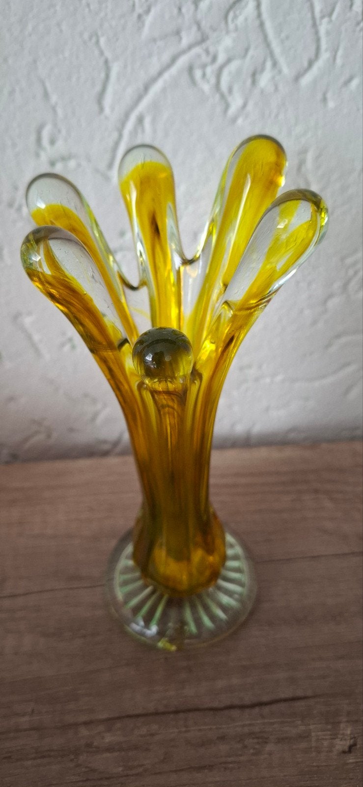 Murano glazen vaasje, geel, 18 cm hoog, Ophalen of Verzenden