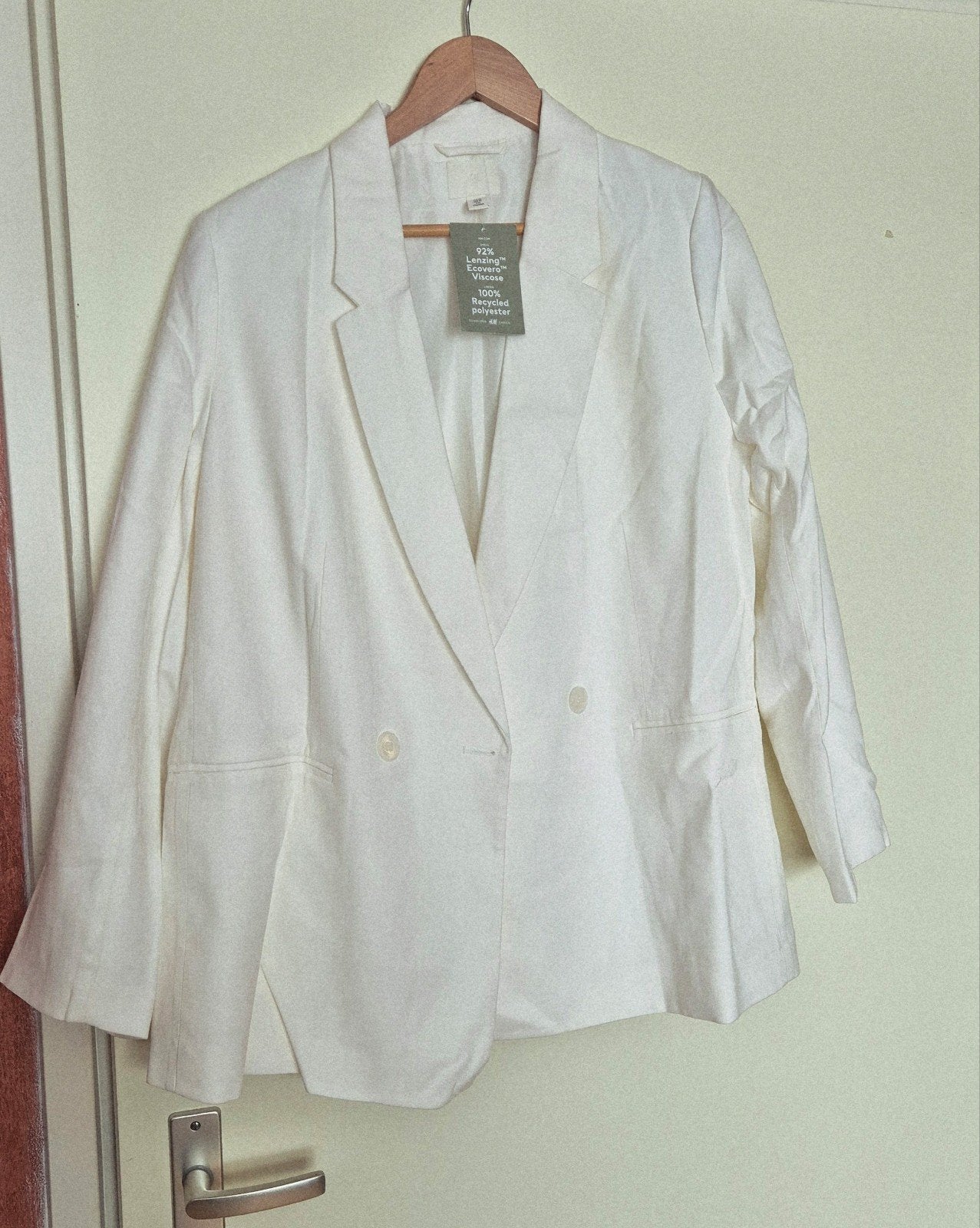 Off-white blazer H&M maat M - Nieuw, Maat 38/40 (M), H&M, Wit, Nieuw