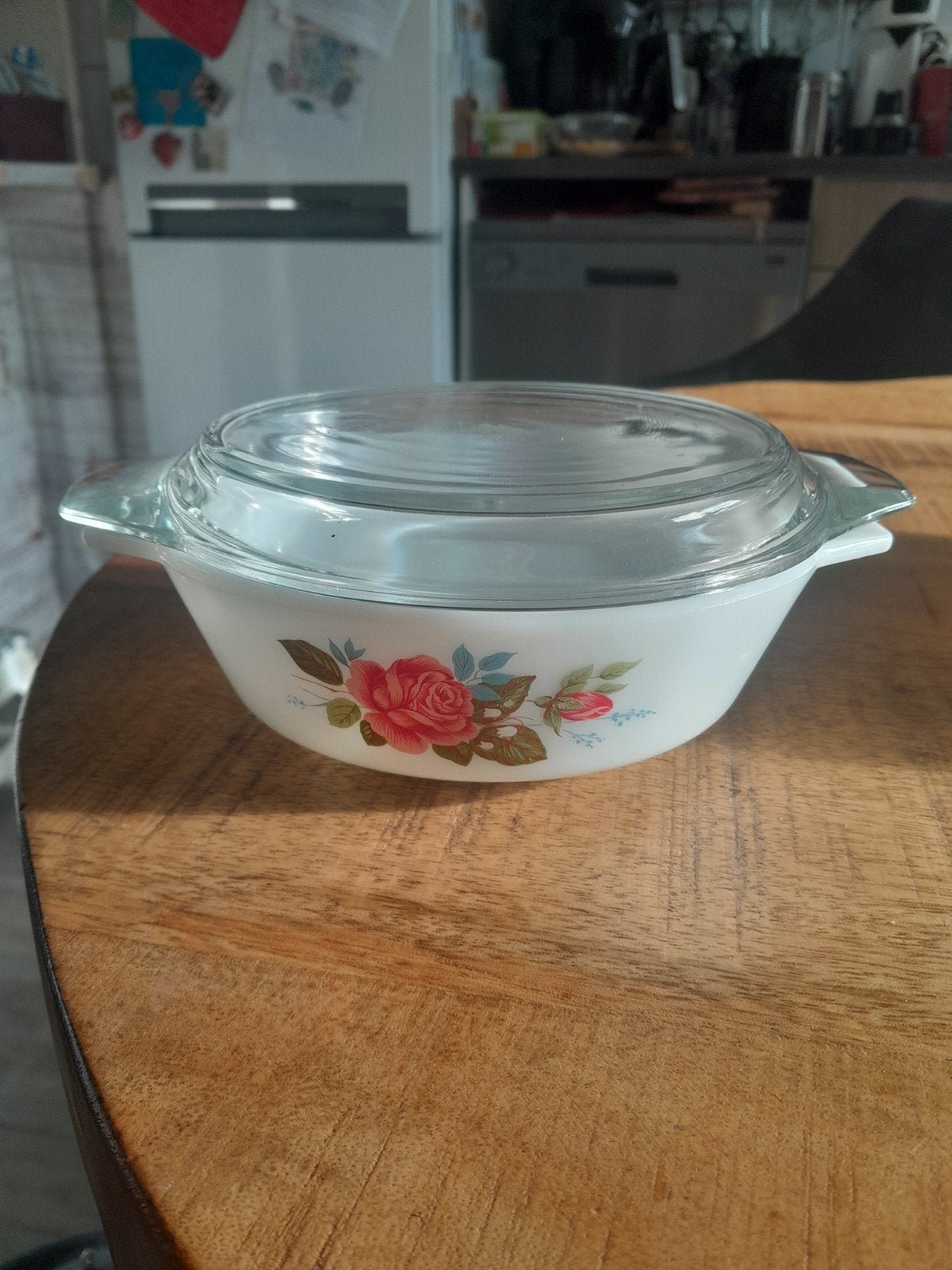 Vintage JAJ Pyrex Ovenschaal "Cottage Rose" met deksel, Ophalen of Verzenden