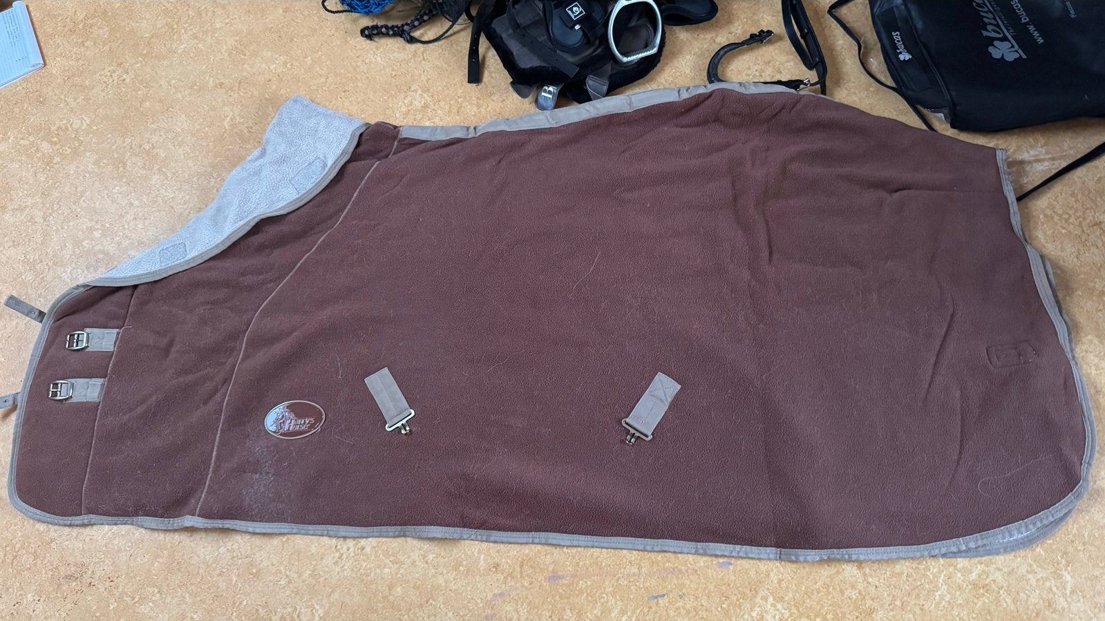 Harry’s Horse fleece deken met hals stukje maat 195cm, Gebruikt, Zweetdeken, Harry's Horse, Bruin