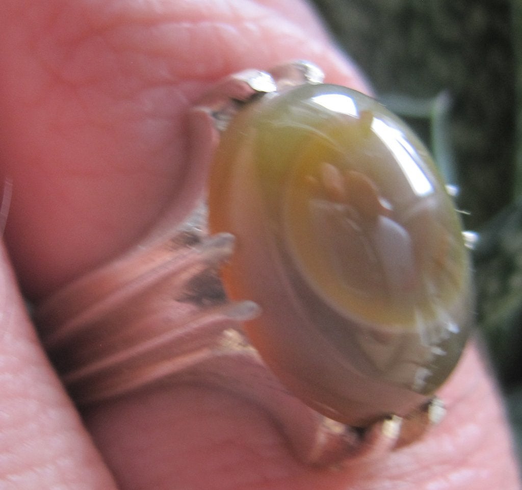 Vintage zilver 925 ring met agaat, Ophalen, 18 tot 19, Bruin, Zo goed als nieuw