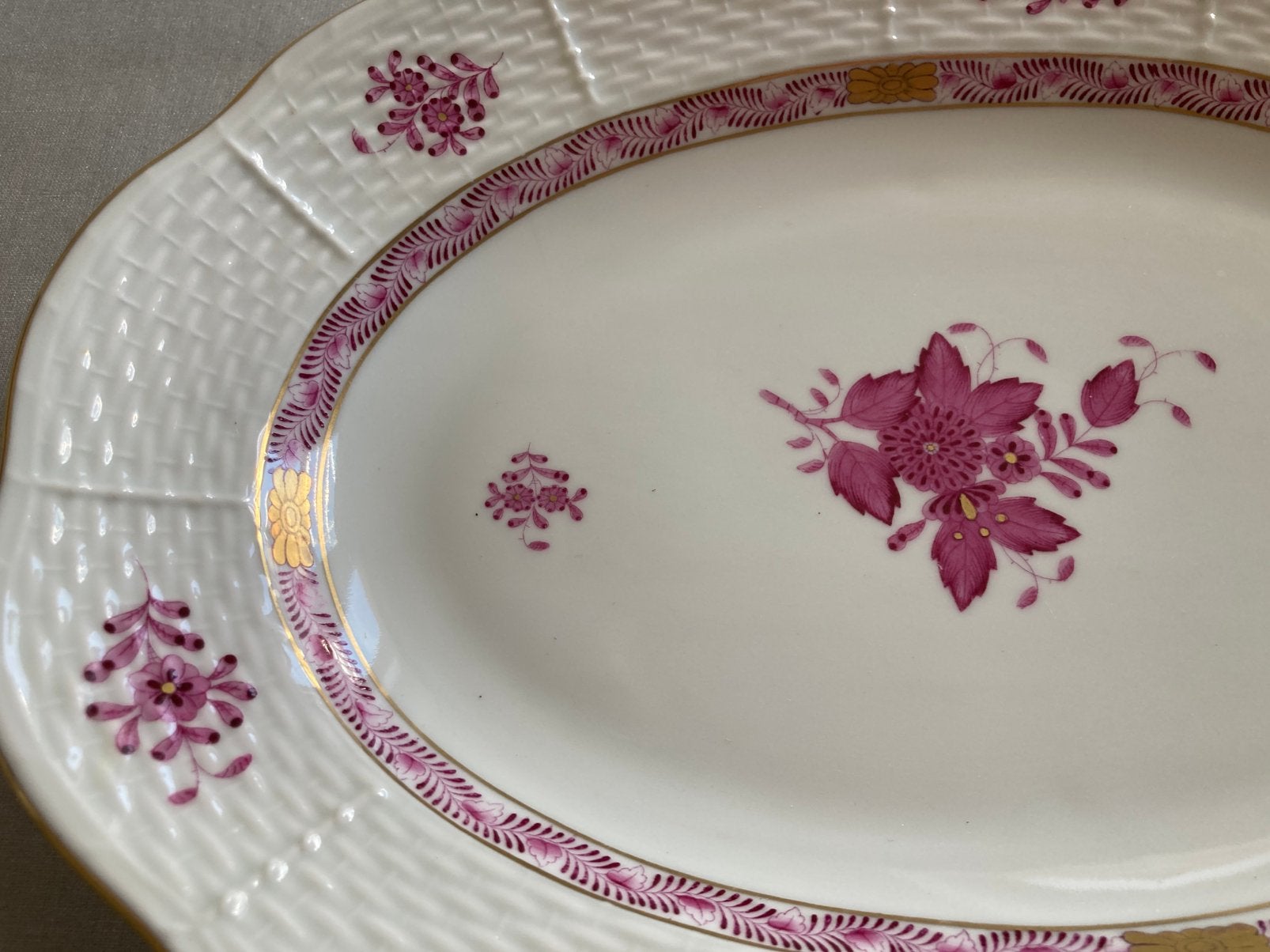 Ovale schaal rose Herend 118/AP, Ophalen of Verzenden