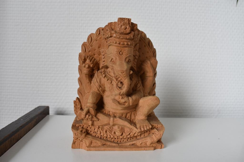Houten Ganesha hout zoon van Shiva en Parvati, Antiek en Kunst, Houtsnijwerk, Minder dan 20 cm, Ophalen of Verzenden, Hout