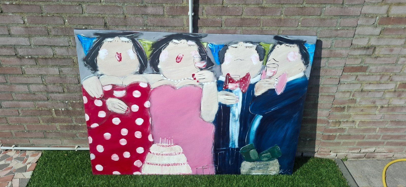 Schilderij "De Dikke Dames" - Handgeschilderd, Antiek en Kunst, Ophalen, Figuren