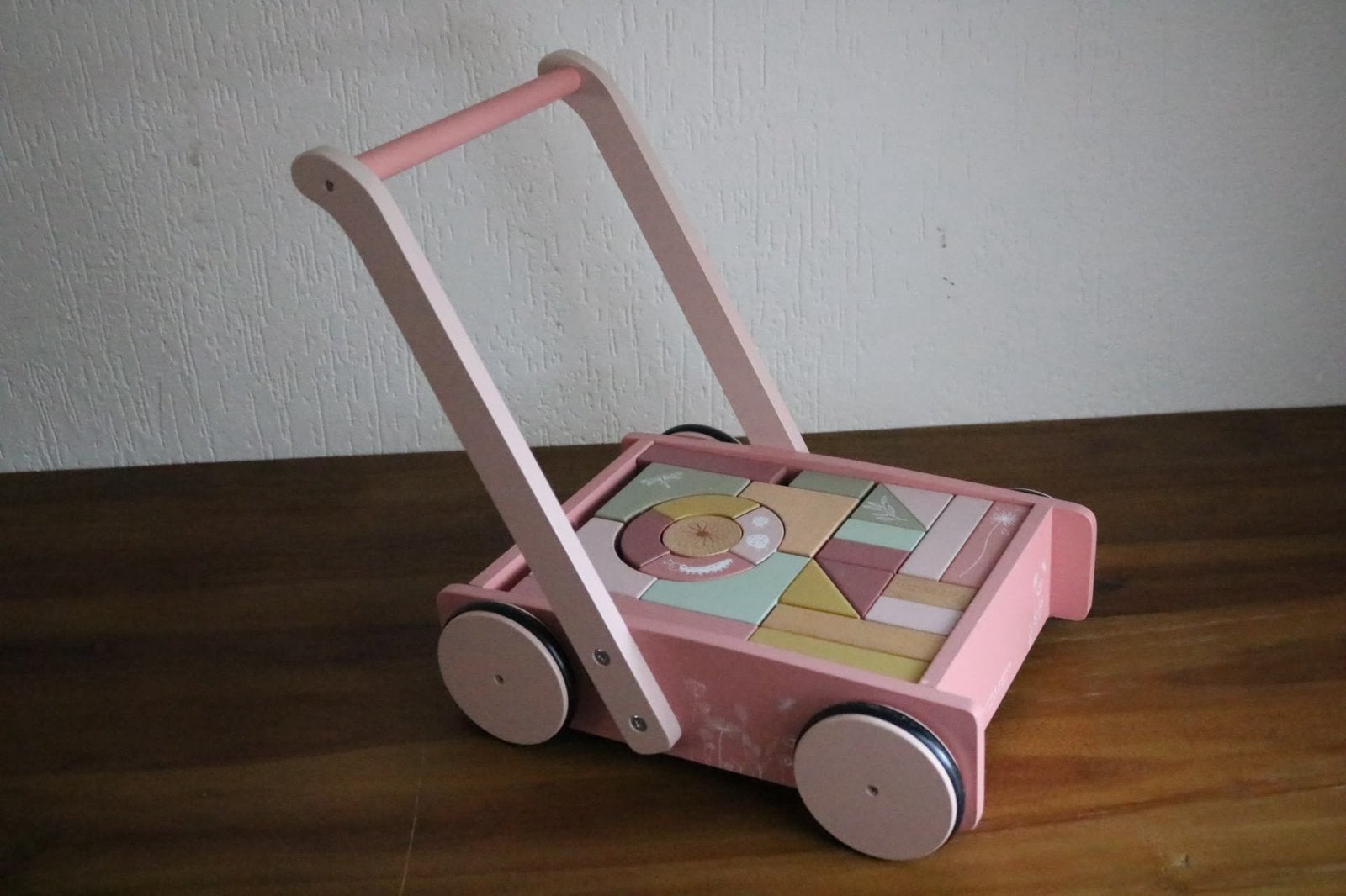 Little Dutch Houten Blokkenkar Wild Flowers (Roze)., Kinderen en Baby's, Gebruikt, Ophalen of Verzenden, Little Dutch, X