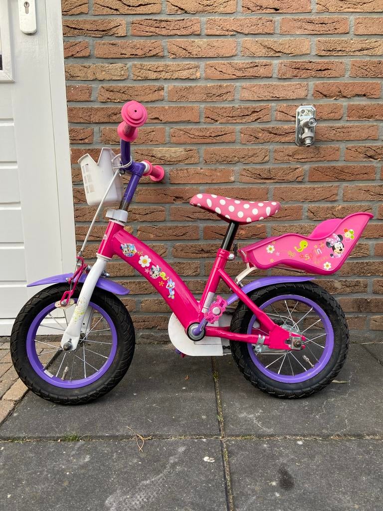 Meisjes fiets 12 inch met mandje en poppenzitje, Ophalen, Gebruikt, Minder dan 16 inch, Zijwieltjes