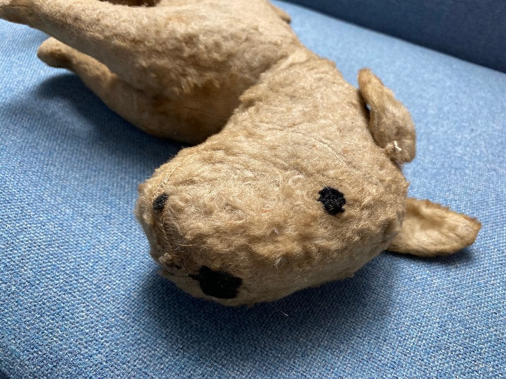 Antieke knuffel hond wss Steiff, Antiek en Kunst, Verzenden