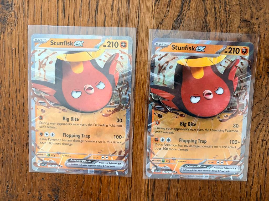 2x Stunfisk ex 114/217 Pokémon Kaart, Ophalen of Verzenden, Zo goed als nieuw, Meerdere kaarten